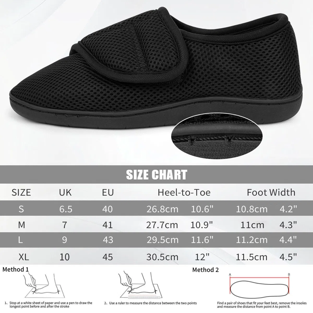 HOTUT Zapatillas ortoApédicas para diabéticos, Zapatos Diabéticos para Hombre, Ajustable Zapatos Turgente Pies Pantufla, para Diabéticos, para Pies con Edema