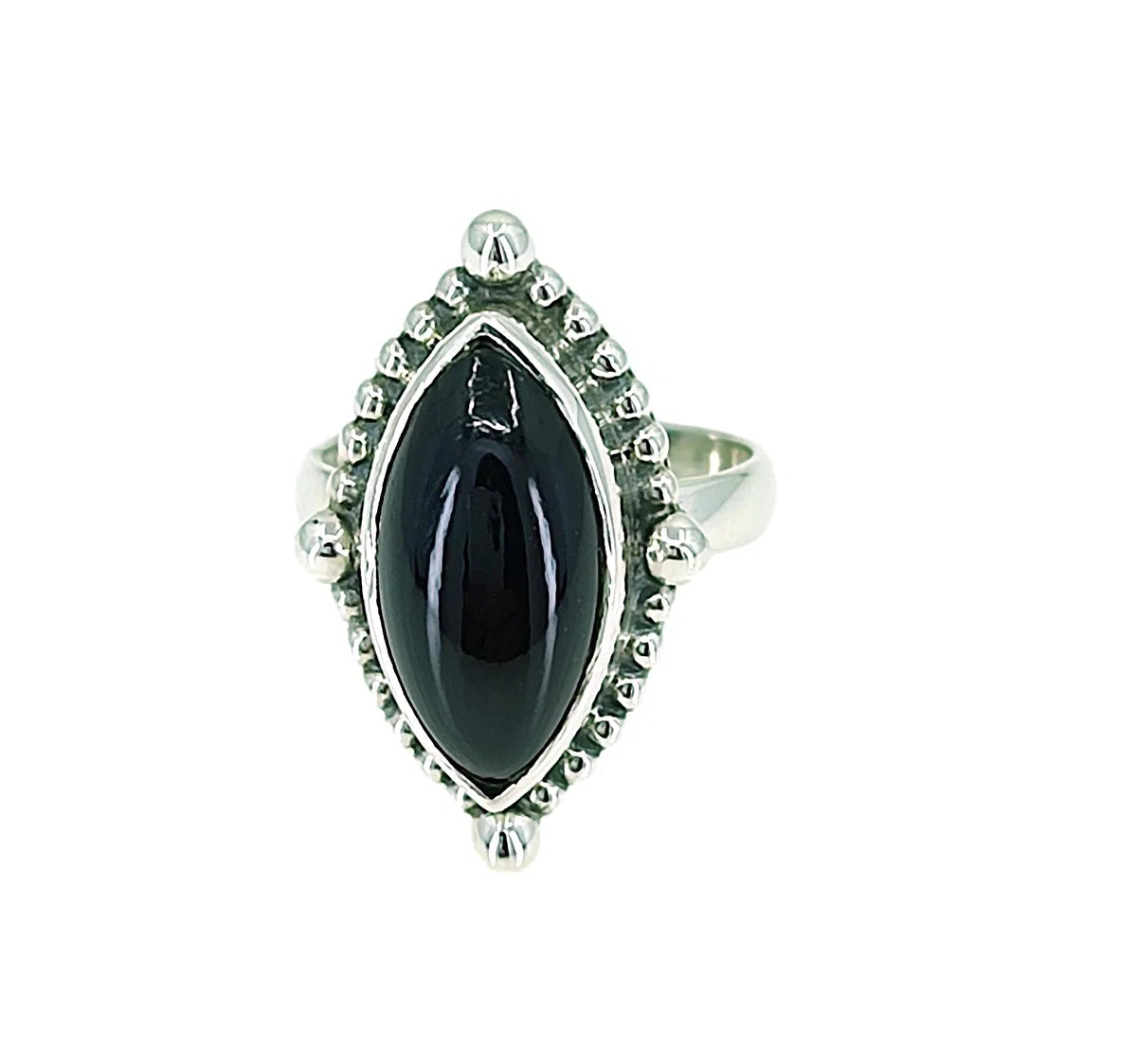925 Sólido Plata de Ley Ónix Negro Hecho A Mano Anillo de Mujer Tamaños 4 a 31 ES