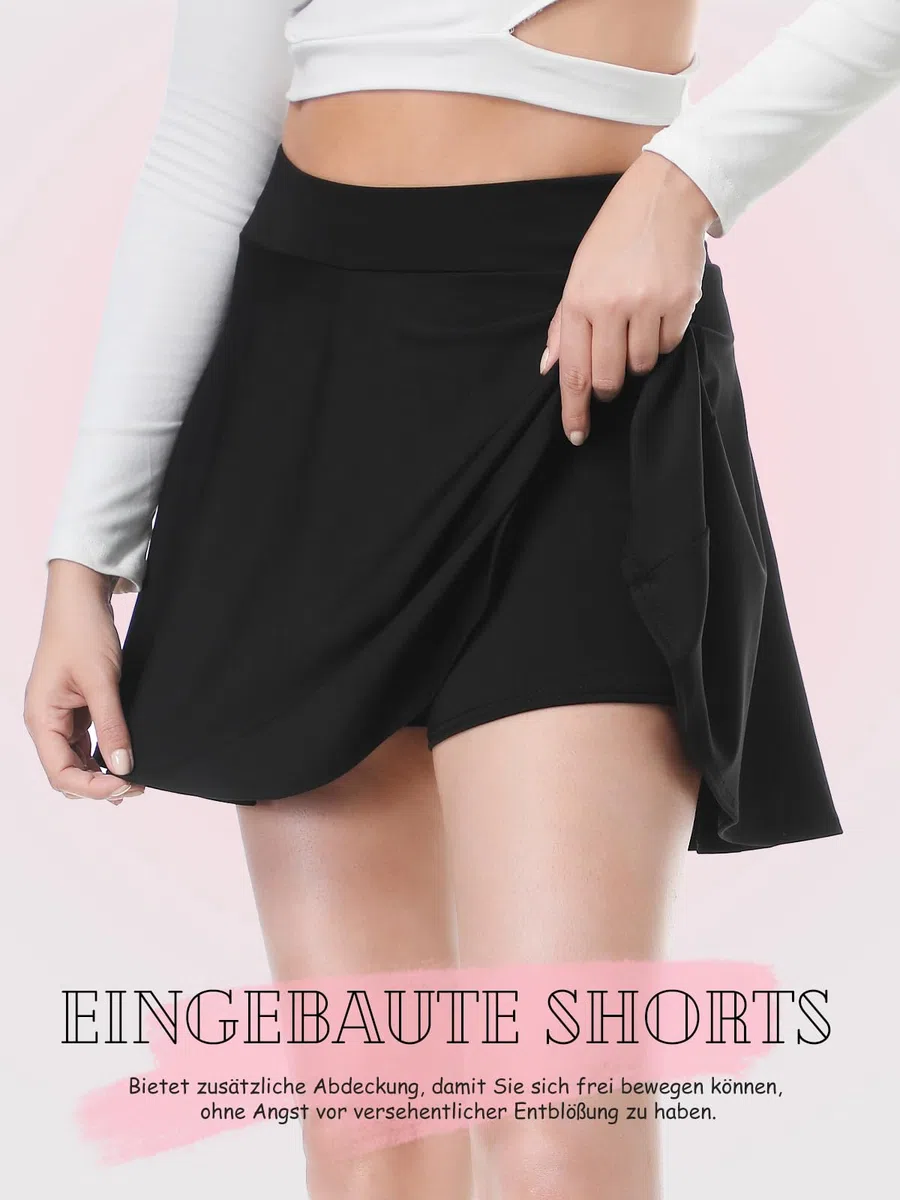 Falda de verano para mujer, gran elasticidad, informal, básica, línea A, cintura alta, falda ligera con pantalón, minifalda de tenis