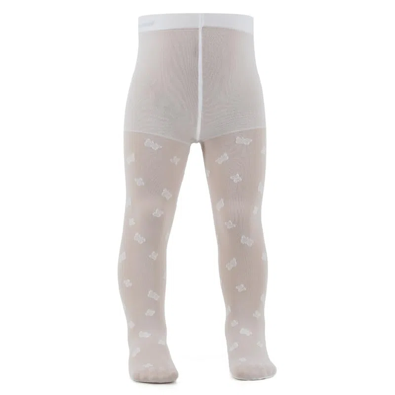 AQUILONE Medias Bella para Recién Nacido, Leotardos Transparentes con Bordado de Corazón para Fiesta – Made in Italy