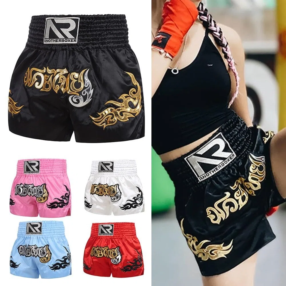 YJDOORPLAY Pantalones cortos de entrenamiento unisex para boxeo, artes marciales mixtas, Muay Thai, Kickboxing, sparring, pantalones cortos transpirables