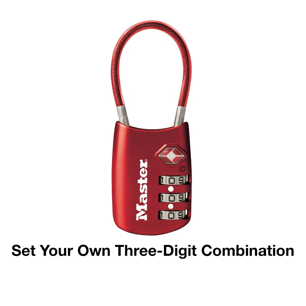 Master Lock 4688DRED Candado para equipaje con cable aceptado TSA, rojo por Master Lock