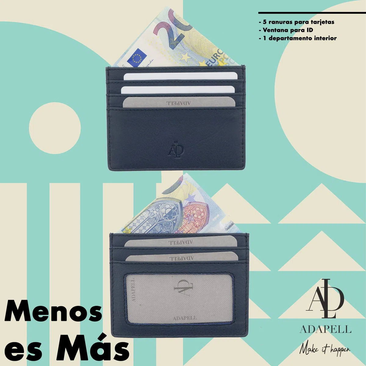 Tarjetero - Tarjetero Cuero - Tarjetero pequeño – Tarjetero Piel auténtica - Tarjetero Unisex - Capacidad hasta 8 Tarjetas