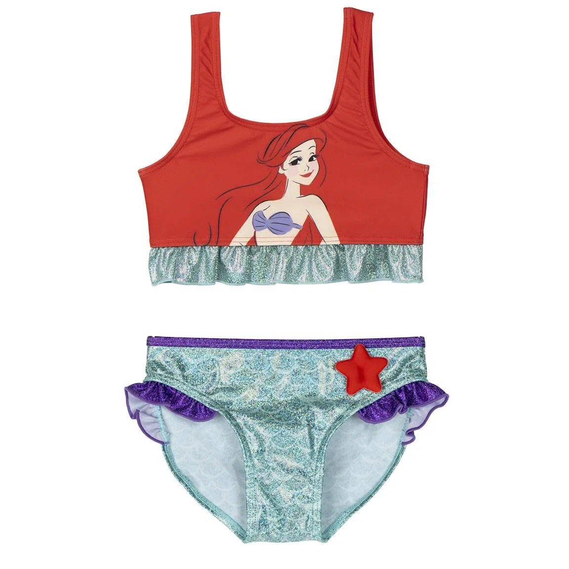 CERDÁ LIFE'S LITTLE MOMENTS Bikini Infantil de La Sirenita, Color Naranja y Verde, Talla 3 Años, Bañador Niña Fabricado en 85% Poliéster y 15% Elastano de 210 gsm