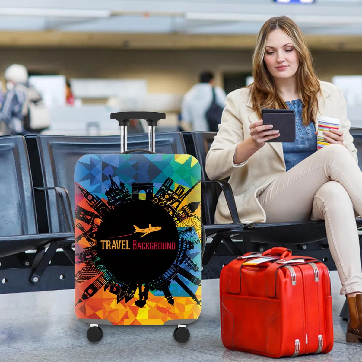 Cubierta Elástica de Equipaje de Viaje Cubierta Protectora de Equipaje Funda Maleta Cabina para Maleta de 22 a 32 Pulgadas (XL)