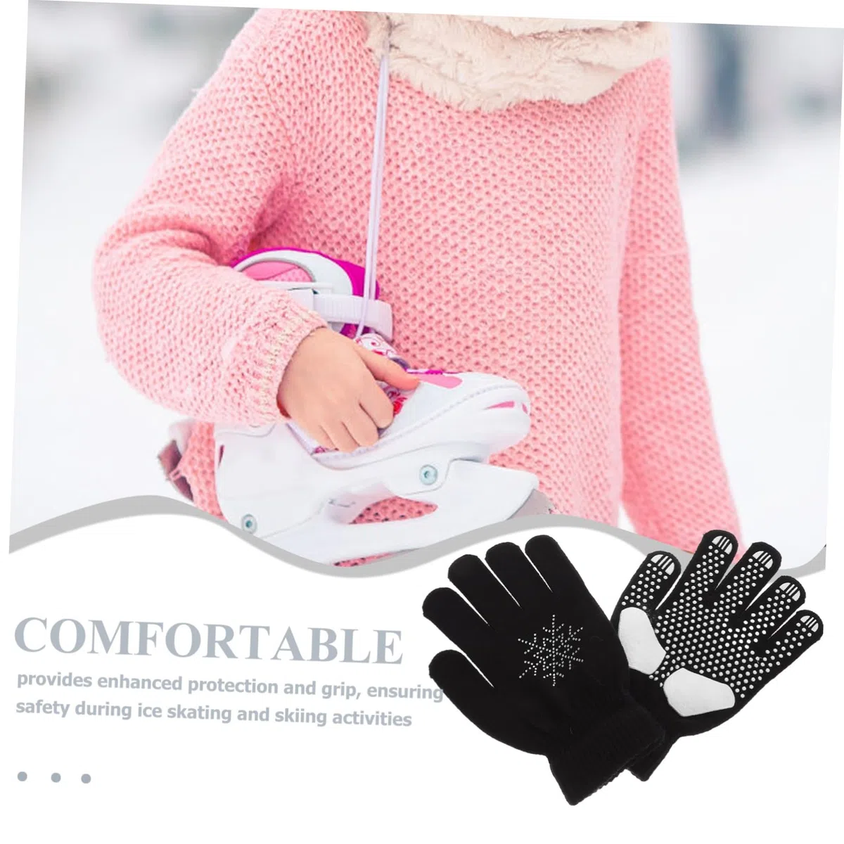 GALPADA Guantes De Patinaje sobre Hielo para Niños Y Niñas con De Nieve Y Imitación, Cálidos Guantes Esquí Invierno, Accesorios Patinaje Artístico Ideales para