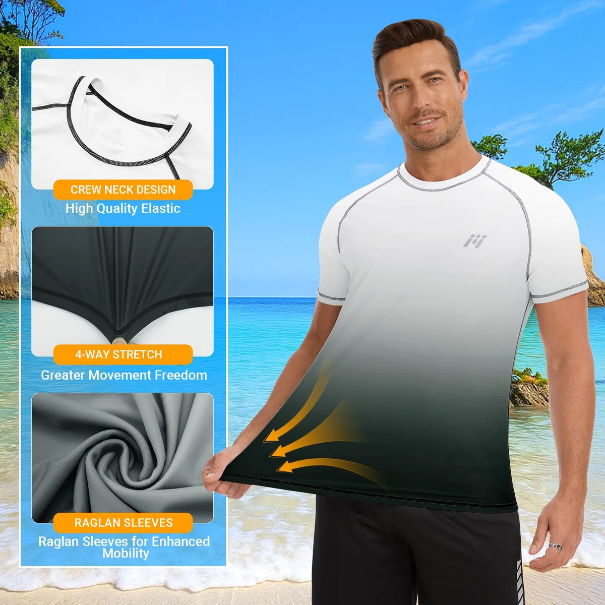 MEETWEE Camiseta Hombre Degradado Anti-UV UPF 50+ Protección Solar Transpirable Secado rápido Ligera elástico 4 direcciones para Senderismo Pesca Playa Verano
